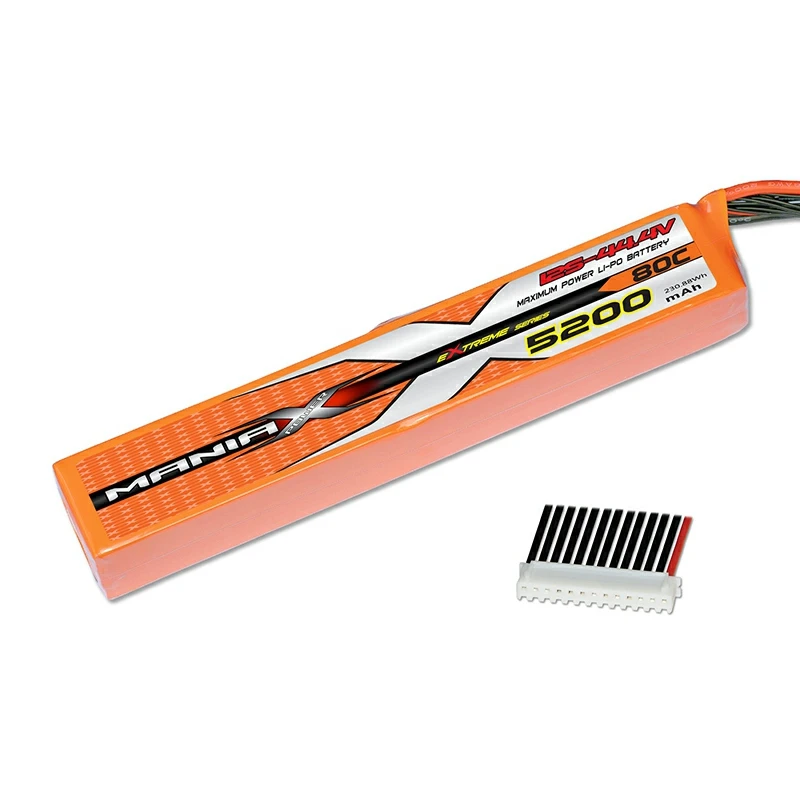 12S-44,4 V 5200 mAh 80C Stick 13-pins-XHR balanslipo-batterij