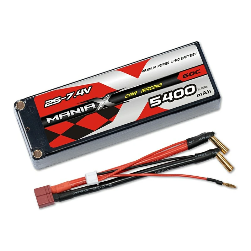 2S-7.4V 5400mAh 60C raceautobatterij met harde behuizing