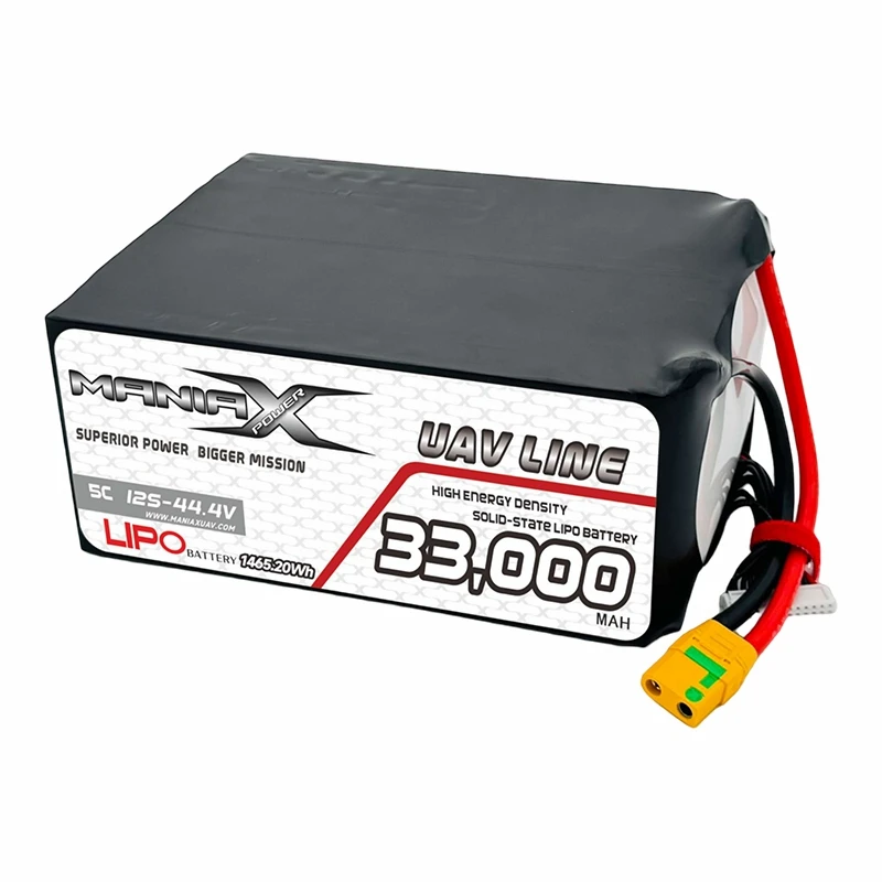 400 Wh/kg vaste stof-State Lipo 12S-44,4 V 33.000 mAh 5C drone/UAV/eVTOL/batterij met meerdere rotors